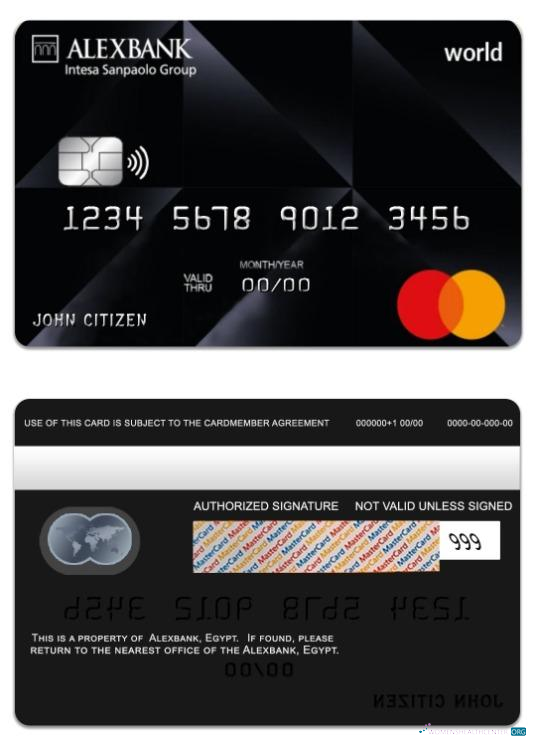 Download Egypt Alexbank world mastercard Photoshop template